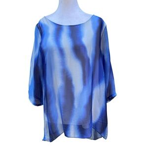GIUSY M blue cloud silk blend floaty lined tunic top
